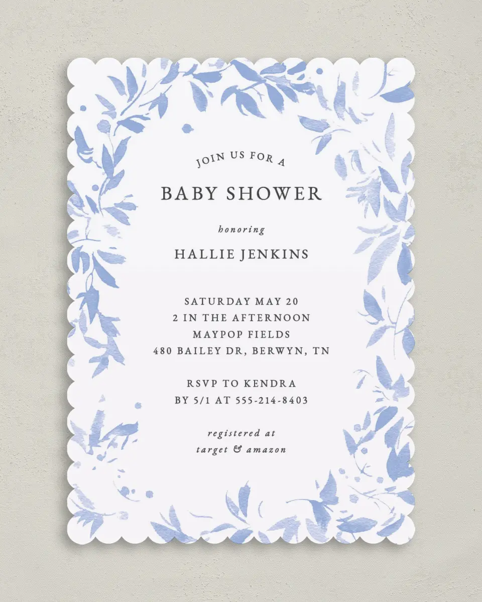 This is a 5" x 7" Baby Shower Invitation called Spring Surround printed in full color on Premium Smooth paper