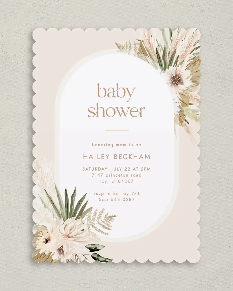 This is a 5" x 7" Baby Shower Invitation called Boho Baby printed in full color on Premium Smooth paper