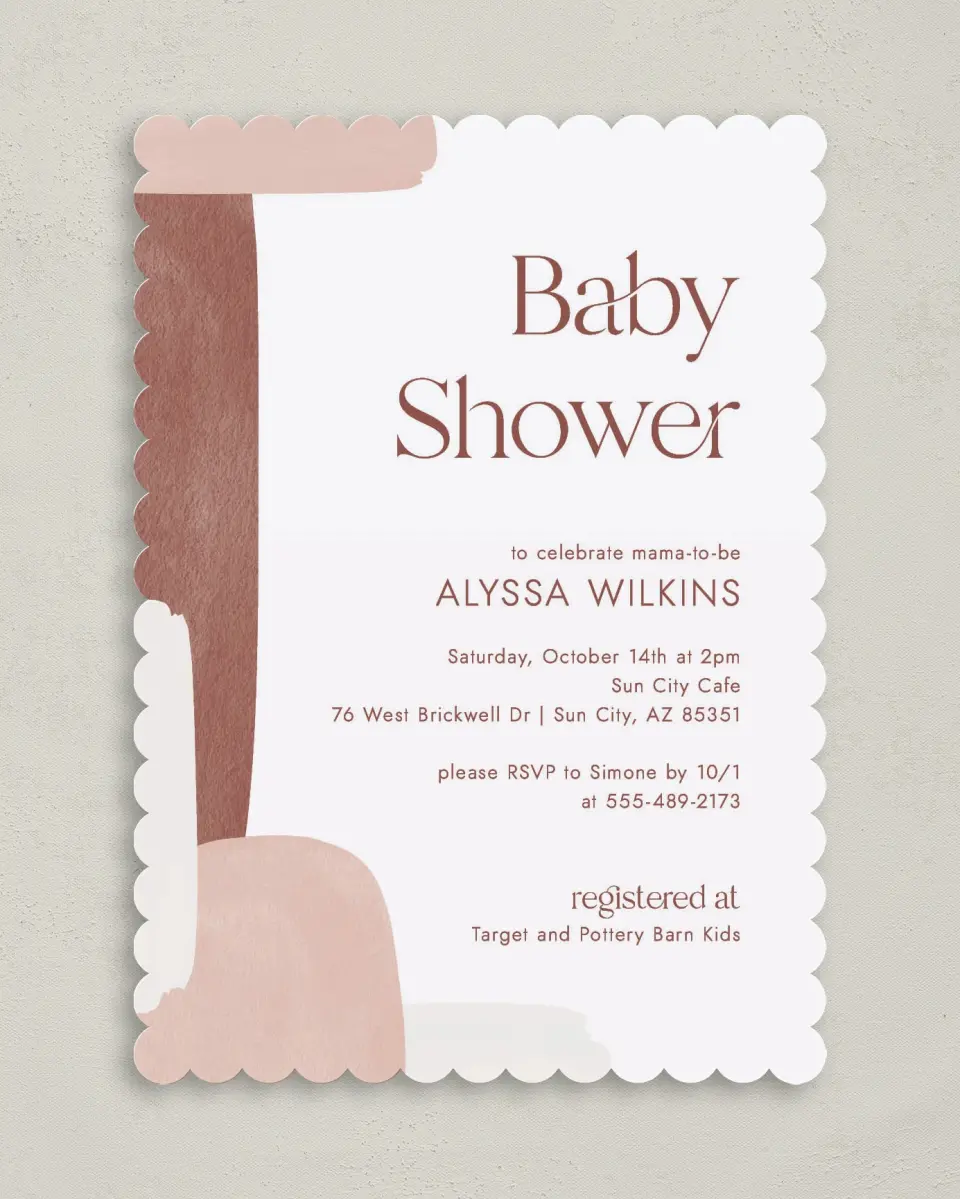 This is a 5" x 7" Baby Shower Invitation called Shapely Shower printed in full color on Premium Smooth paper