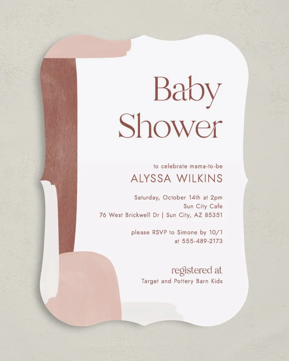 This is a 5" x 7" Baby Shower Invitation called Shapely Shower printed in full color on Premium Smooth paper