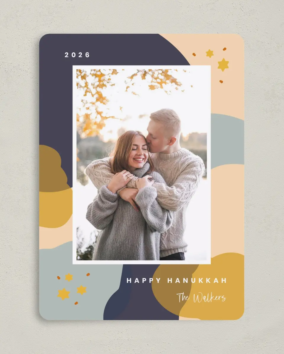 This is a 5" x 7" Hanukkah Card called Stars in the Sky printed in full color on Premium Smooth paper