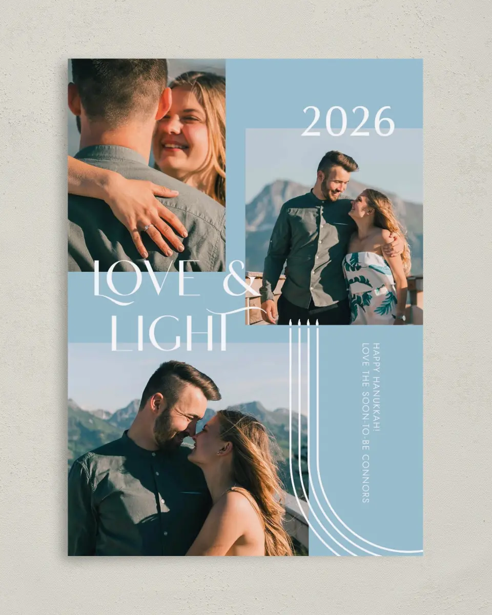 This is a 5" x 7" Hanukkah Card called Candlelight printed in full color on Premium Smooth paper