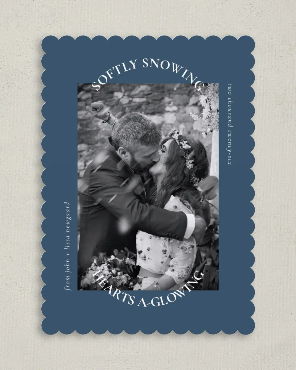 This is a 5" x 7" Christmas Card called Hearts Aglowing printed in full color on Premium Smooth paper on Premium Smooth paper on Premium Smooth paper