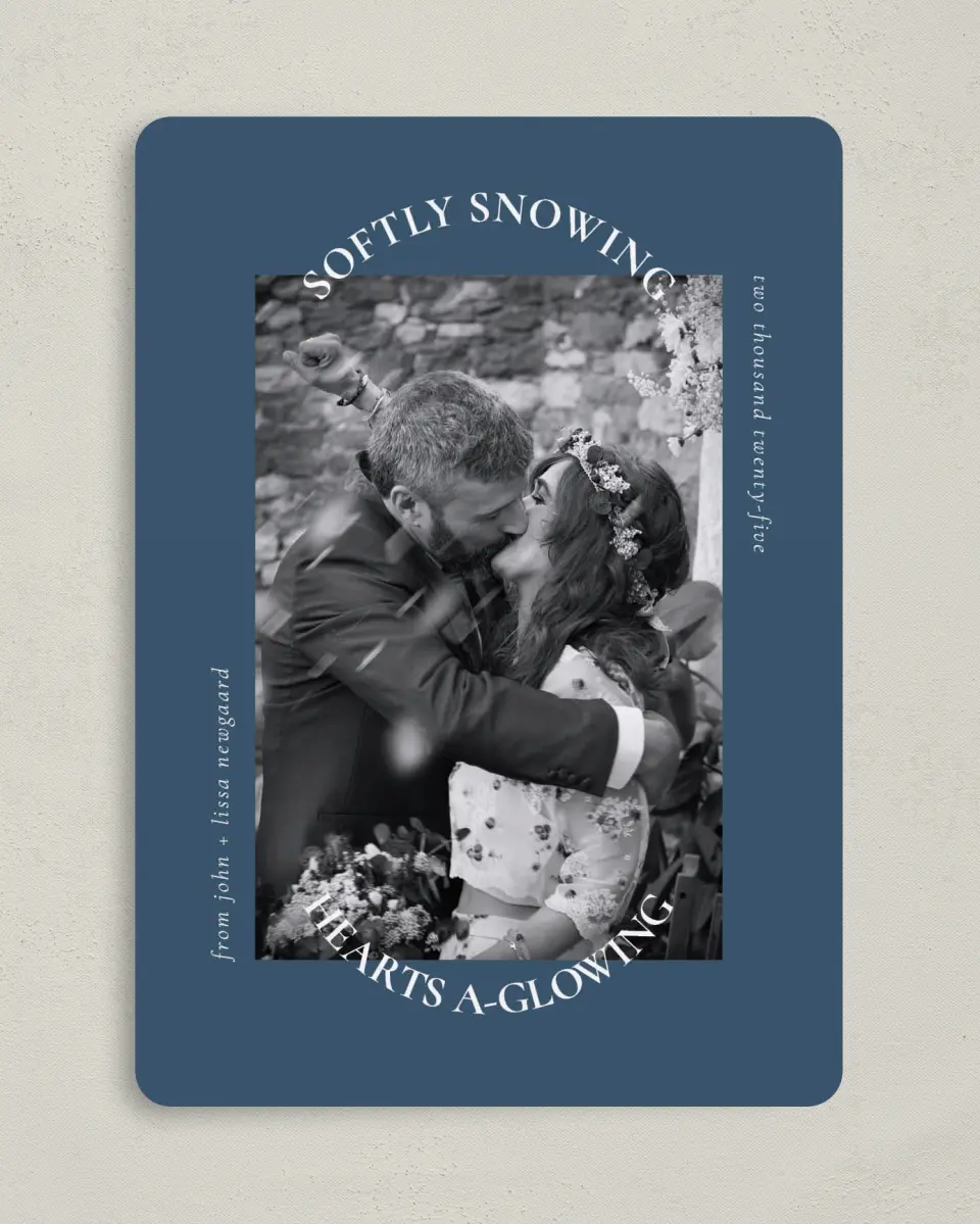 This is a 5" x 7" Christmas Card called Hearts Aglowing printed in full color on Premium Smooth paper