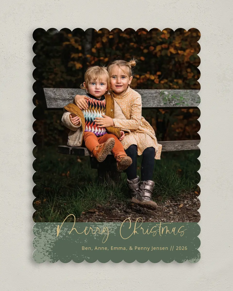 This is a 5" x 7" Christmas Card called Brushed Banner printed in full color on Premium Smooth paper on Premium Smooth paper on Premium Smooth paper