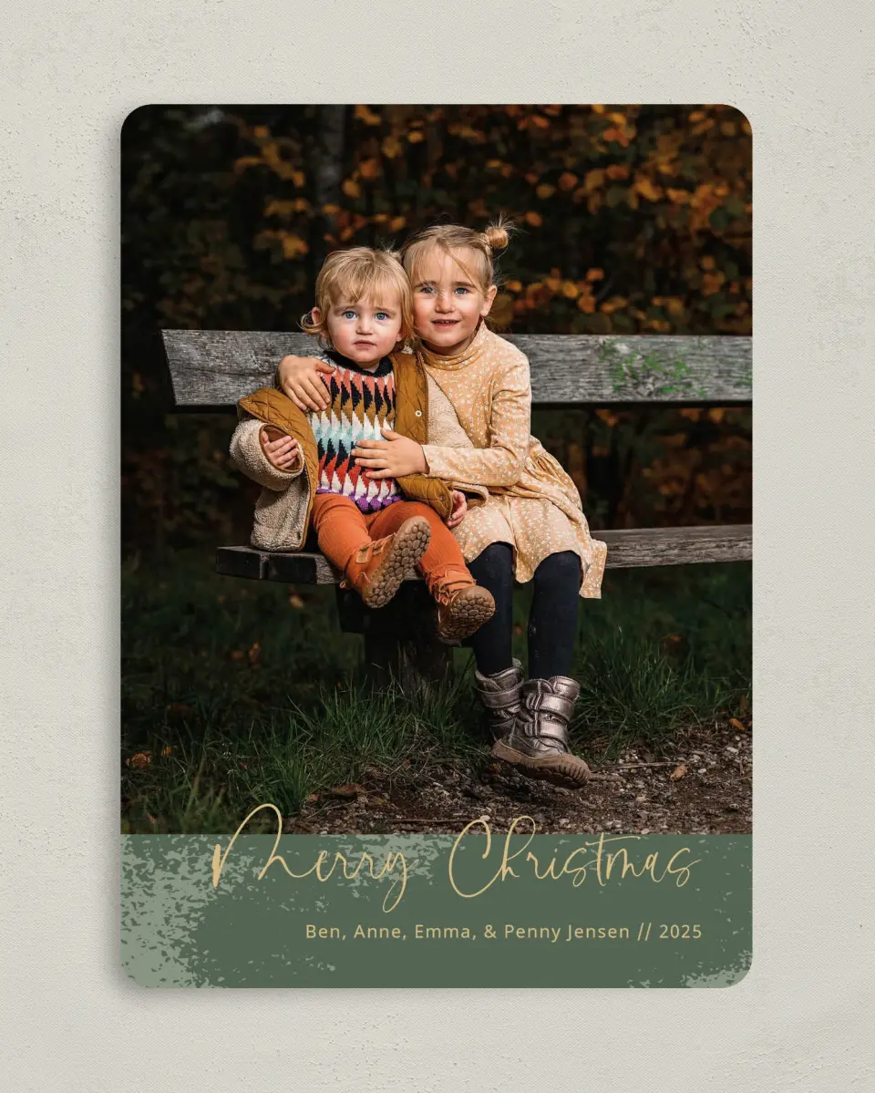 This is a 5" x 7" Christmas Card called Brushed Banner printed in full color on Premium Smooth paper