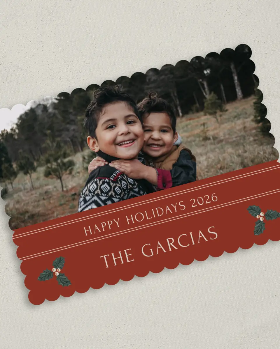 This is a 5" x 7" Christmas Card called Comfort & Cheer printed in full color on Premium Smooth paper on Premium Smooth paper on Premium Smooth paper