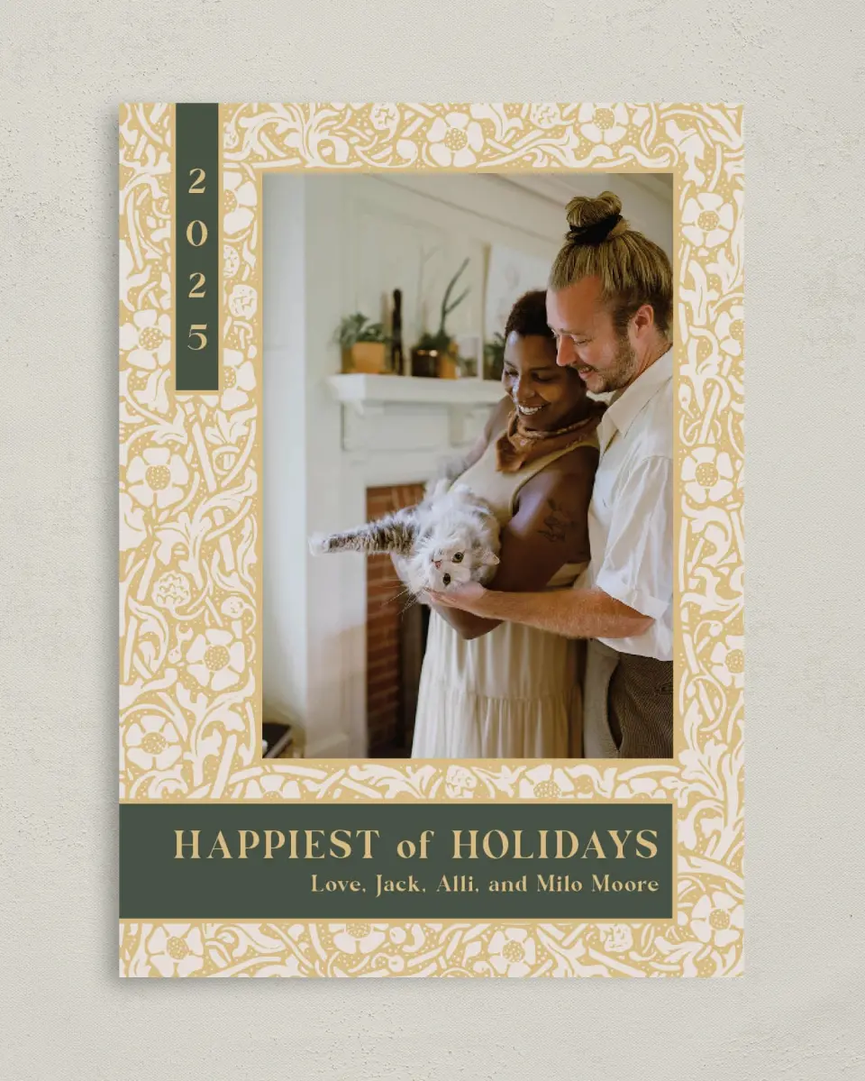 This is a 5" x 7" Christmas Card called Holiday Reverie printed in full color on Premium Smooth paper
