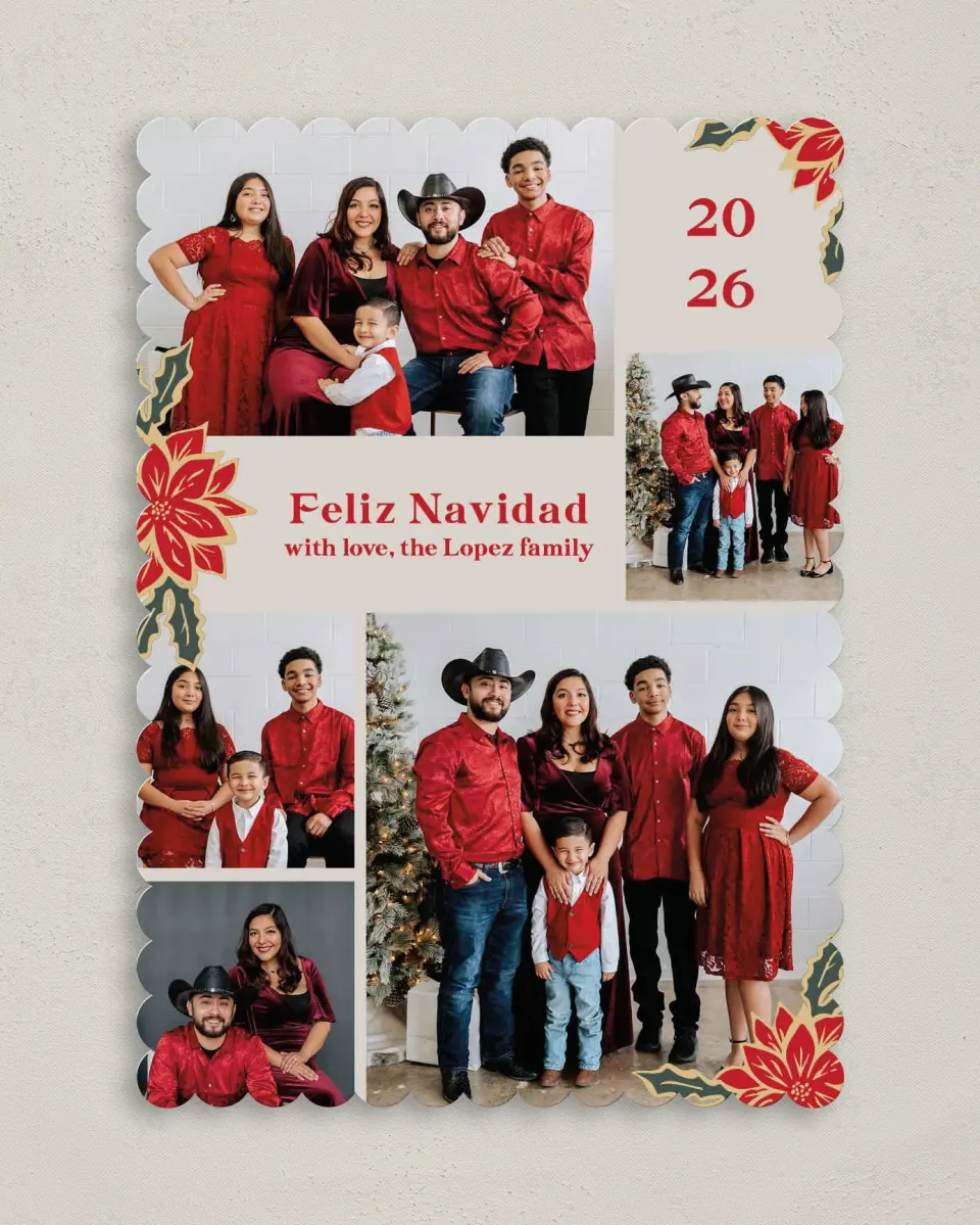 This is a 5" x 7" Christmas Card called Floral Festival printed in full color on Premium Smooth paper on Premium Smooth paper on Premium Smooth paper