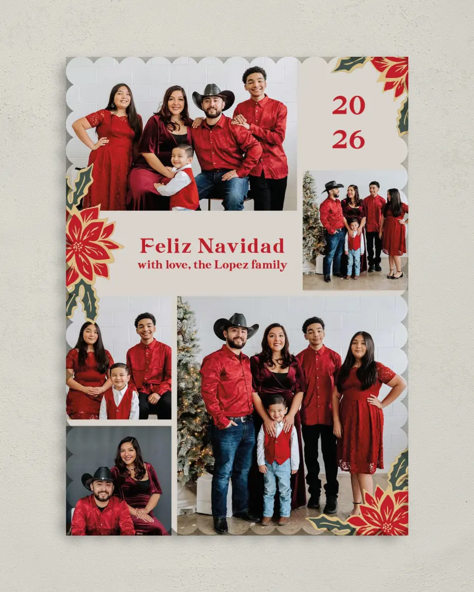 This is a 5" x 7" Christmas Card called Floral Festival printed in full color on Premium Smooth paper on Premium Smooth paper on Premium Smooth paper
