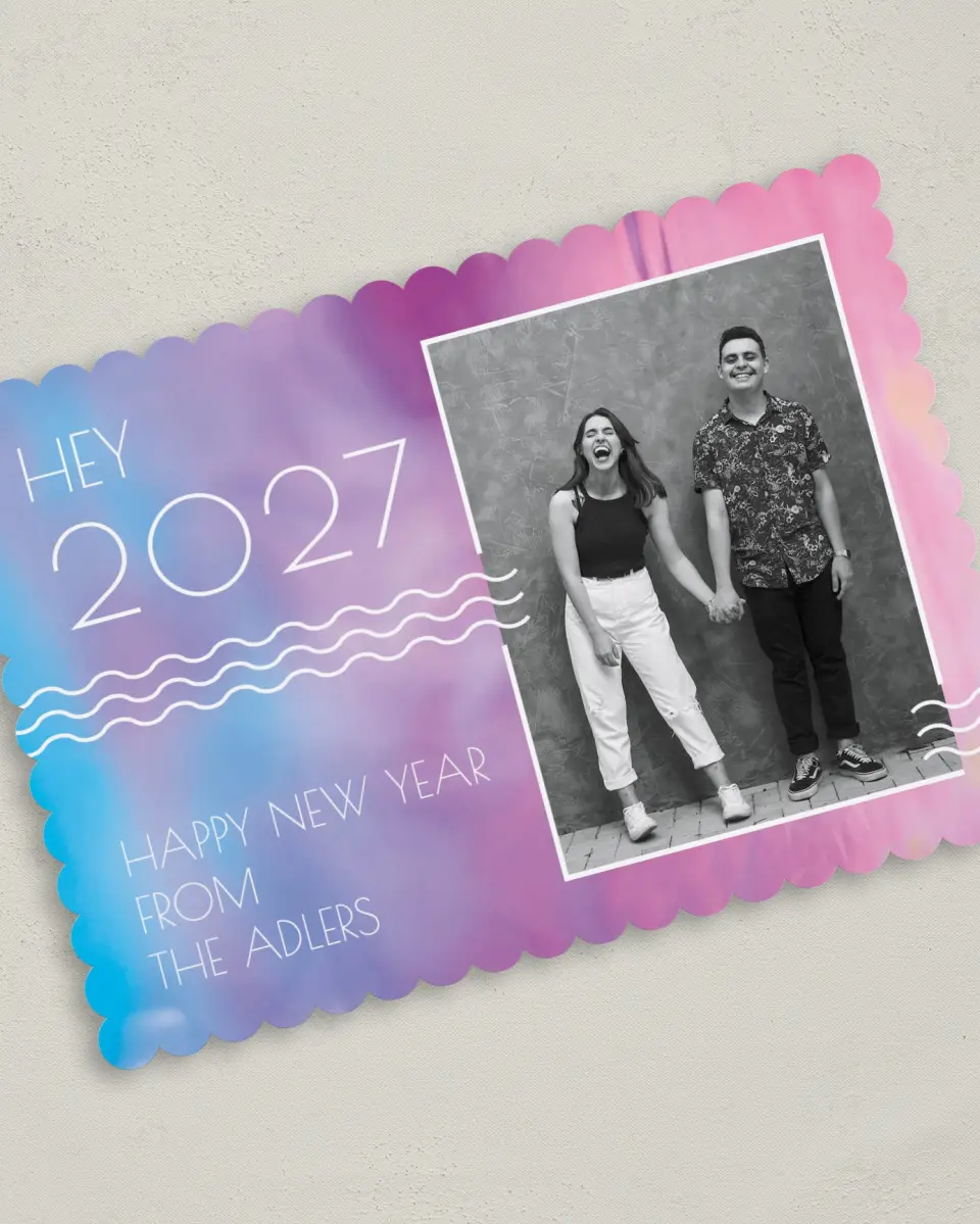 This is a 5" x 7" Christmas Card called Modern Wave printed in full color on Premium Smooth paper on Premium Smooth paper on Premium Smooth paper