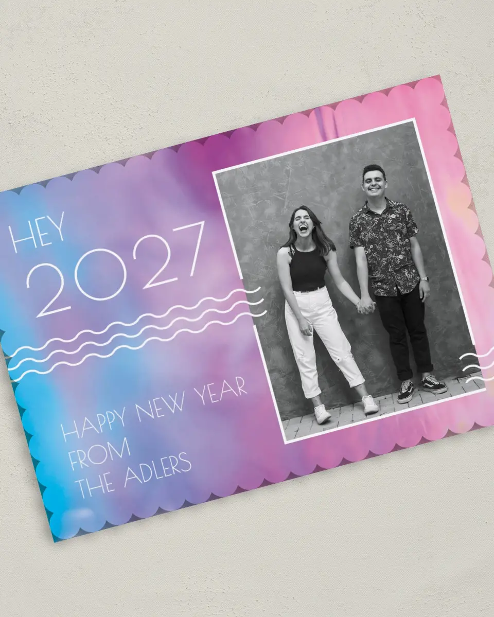 This is a 5" x 7" Christmas Card called Modern Wave printed in full color on Premium Smooth paper on Premium Smooth paper on Premium Smooth paper
