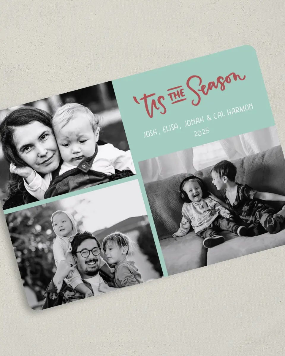 This is a 5" x 7" Christmas Card called Cheerful Trio printed in full color on Premium Smooth paper