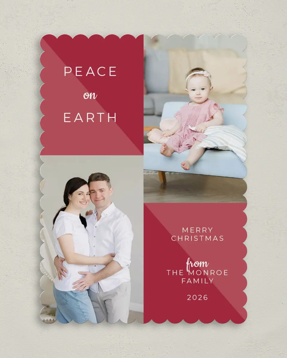 This is a 5" x 7" Christmas Card called Slice of Peace printed in full color on Premium Smooth paper on Premium Smooth paper on Premium Smooth paper