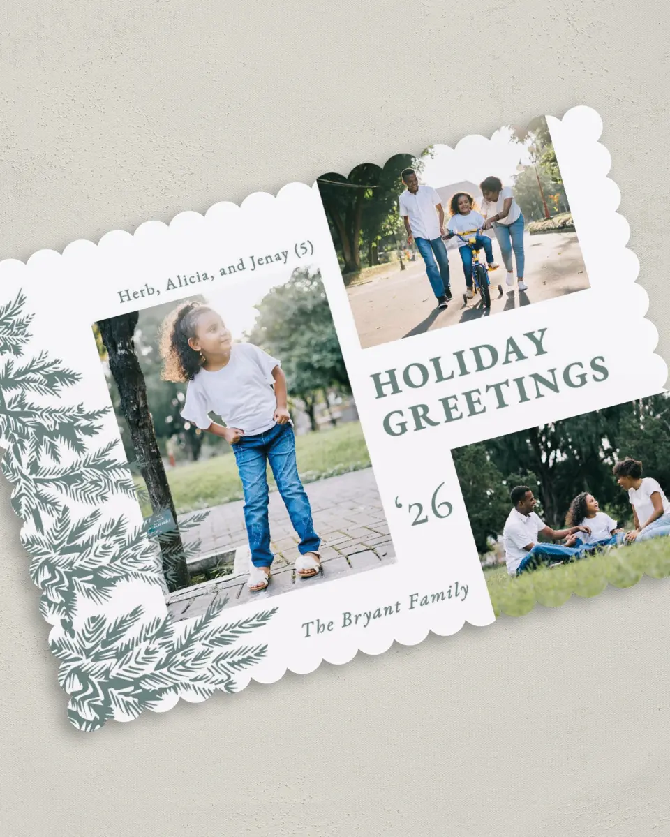 This is a 5" x 7" Christmas Card called Wintry Wishes printed in full color on Premium Smooth paper on Premium Smooth paper on Premium Smooth paper