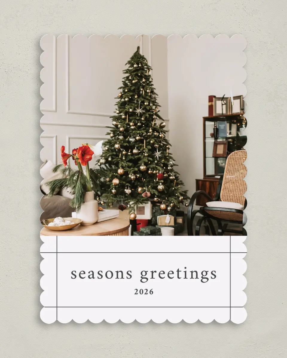 This is a 5" x 7" Christmas Card called Curbside Enhancements printed in full color on Premium Smooth paper on Premium Smooth paper on Premium Smooth paper