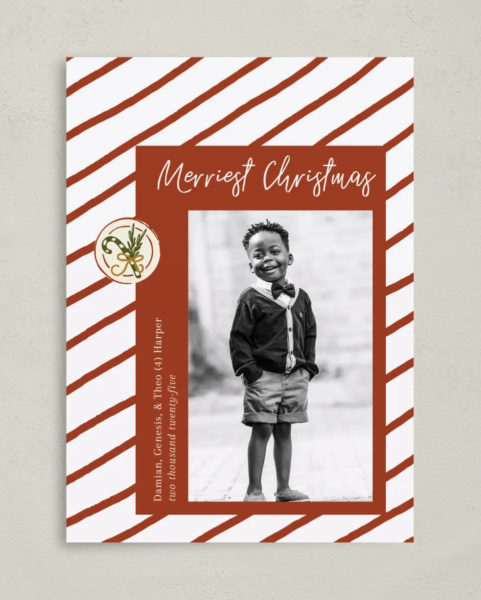 This is a 5" x 7" Christmas Card called Sweet Season printed in full color on Premium Smooth paper