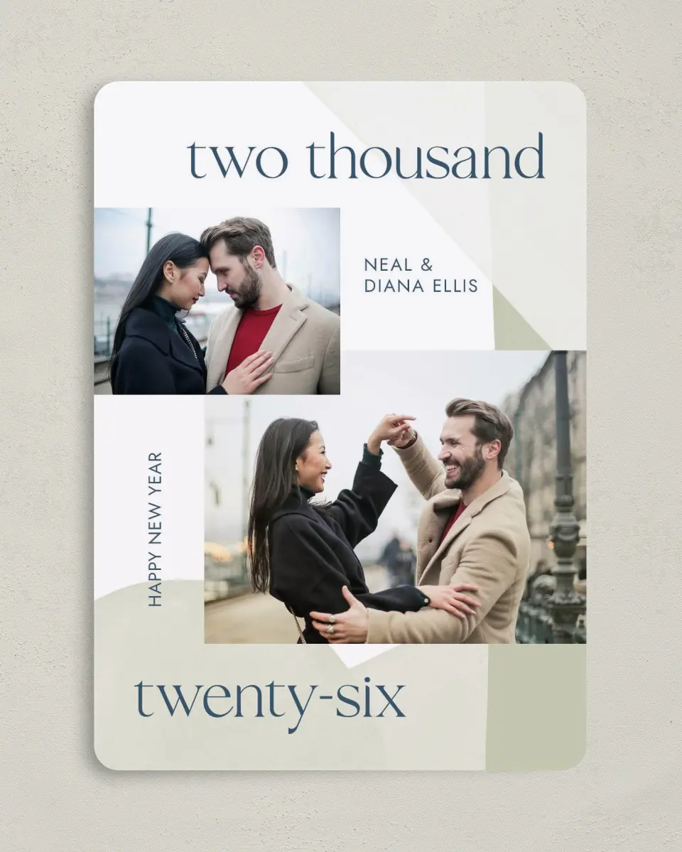 This is a 5" x 7" Christmas Card called Modern Mix printed in full color on Premium Smooth paper