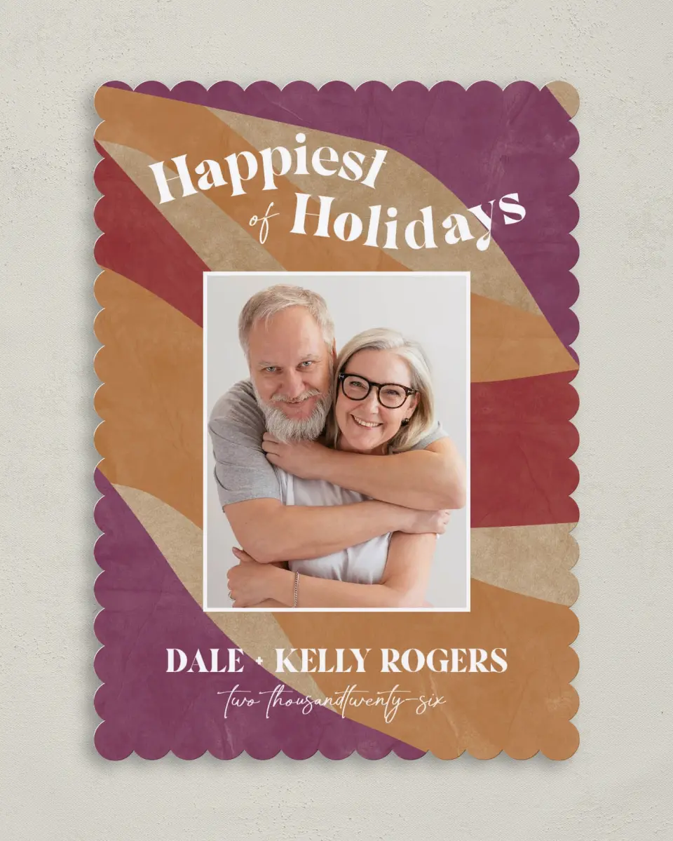 This is a 5" x 7" Christmas Card called Cheerful Contour printed in full color on Premium Smooth paper on Premium Smooth paper on Premium Smooth paper