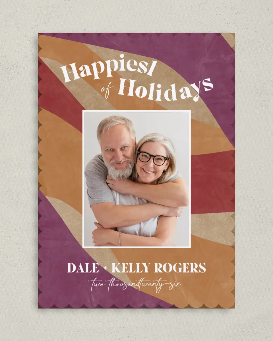 This is a 5" x 7" Christmas Card called Cheerful Contour printed in full color on Premium Smooth paper on Premium Smooth paper on Premium Smooth paper