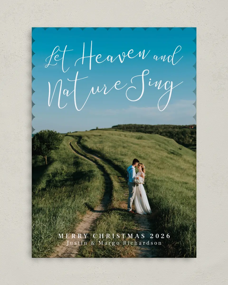 This is a 5" x 7" Christmas Card called Song of Glory printed in full color on Premium Smooth paper on Premium Smooth paper on Premium Smooth paper