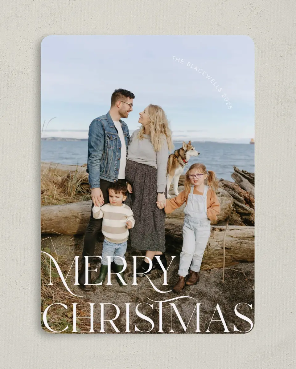 This is a 5" x 7" Christmas Card called Charming Christmas printed in full color on Premium Smooth paper