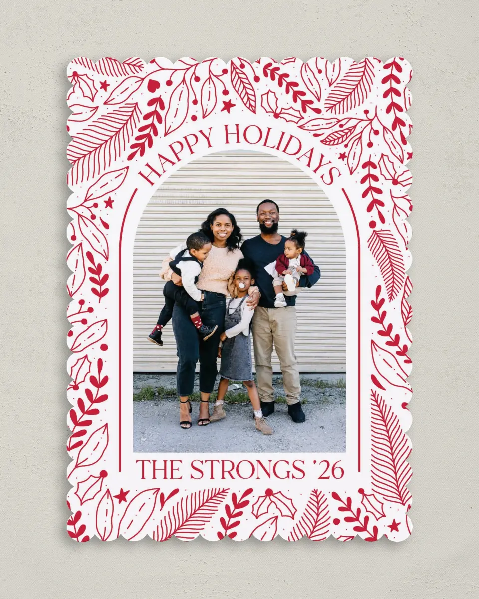 This is a 5" x 7" Christmas Card called Holiday Cheer printed in full color on Premium Smooth paper on Premium Smooth paper on Premium Smooth paper