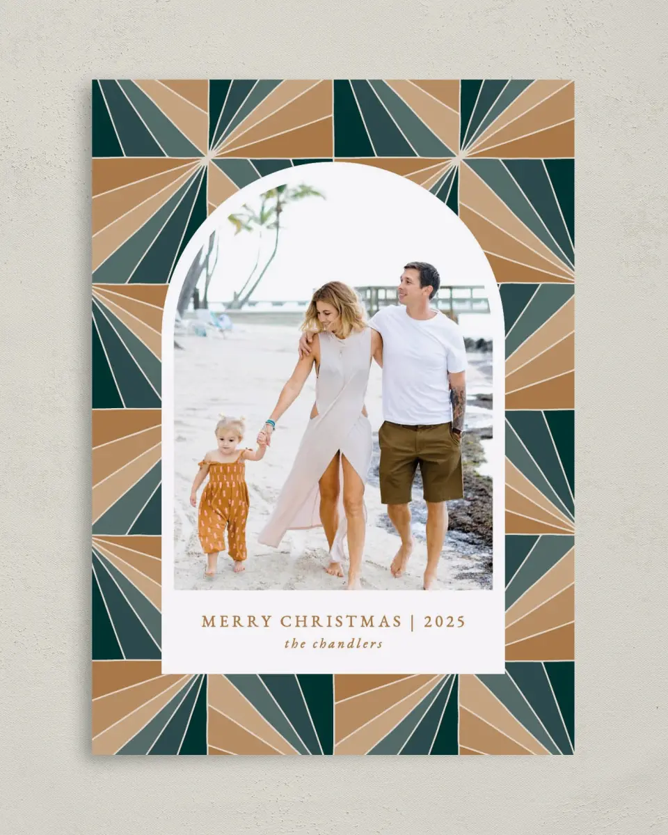 This is a 5" x 7" Christmas Card called Geo Wishes printed in full color on Premium Smooth paper