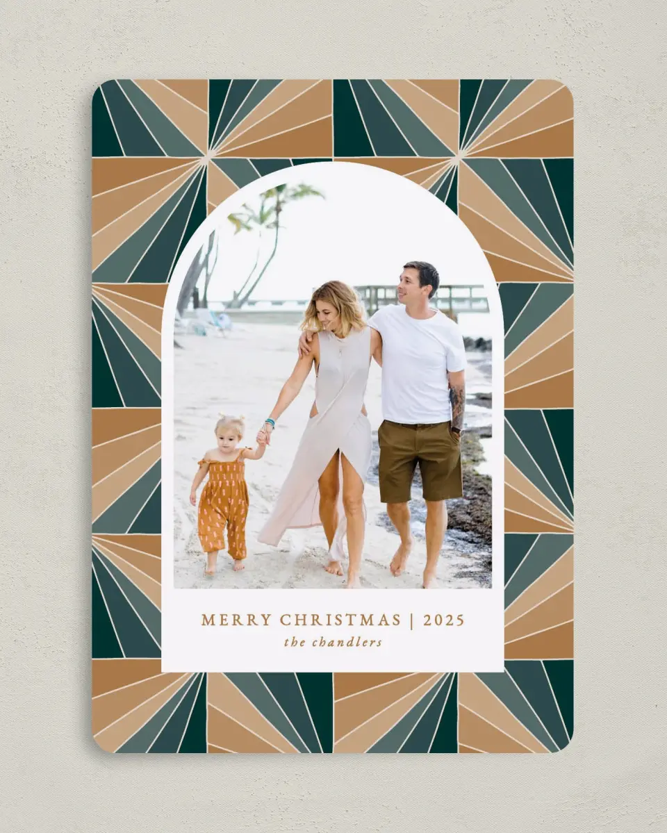 This is a 5" x 7" Christmas Card called Geo Wishes printed in full color on Premium Smooth paper