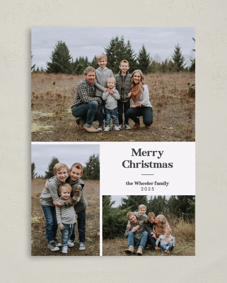 This is a 5" x 7" Christmas Card called Seasonal Snapshots printed in full color on Premium Smooth paper