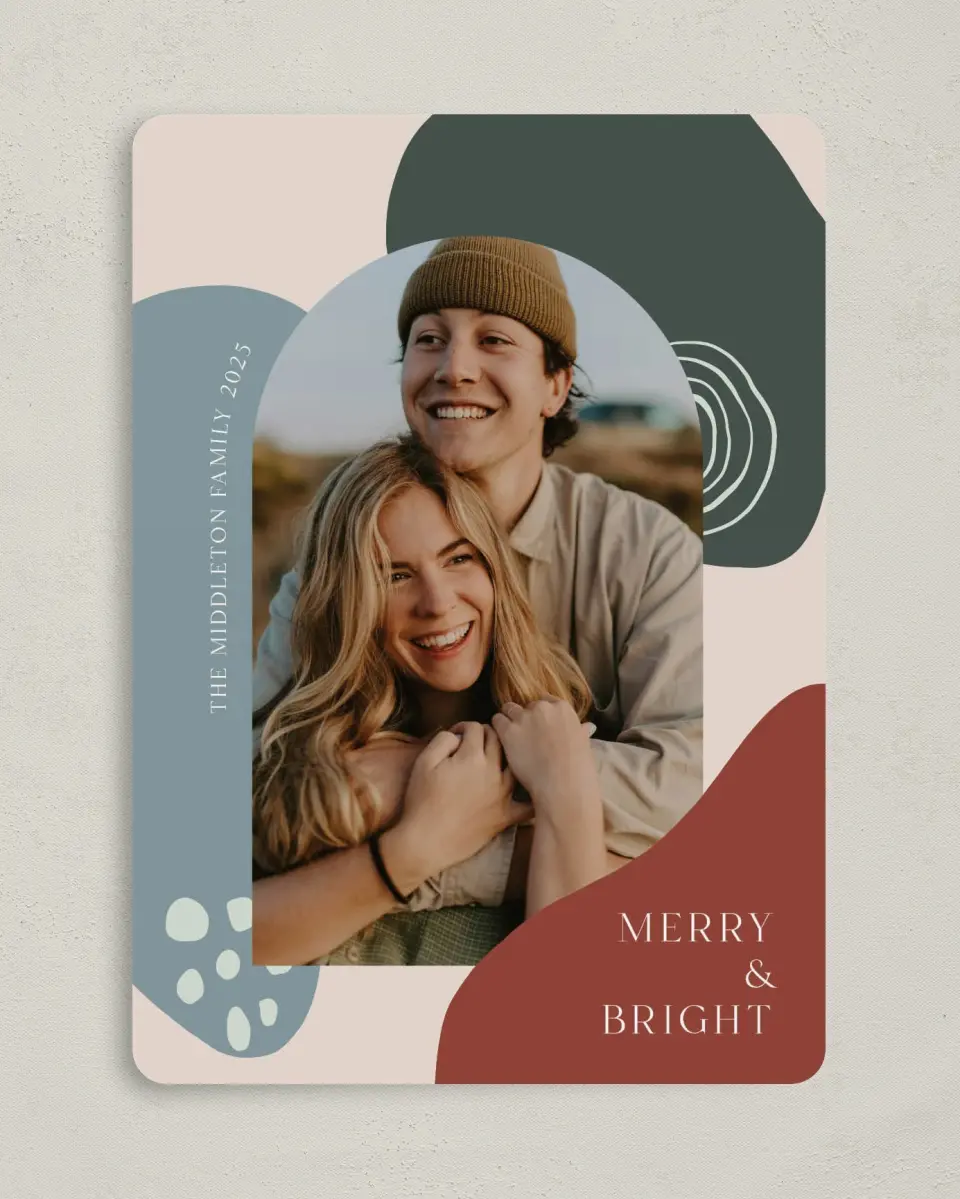 This is a 5" x 7" Christmas Card called Yuletide Shapes printed in full color on Premium Smooth paper