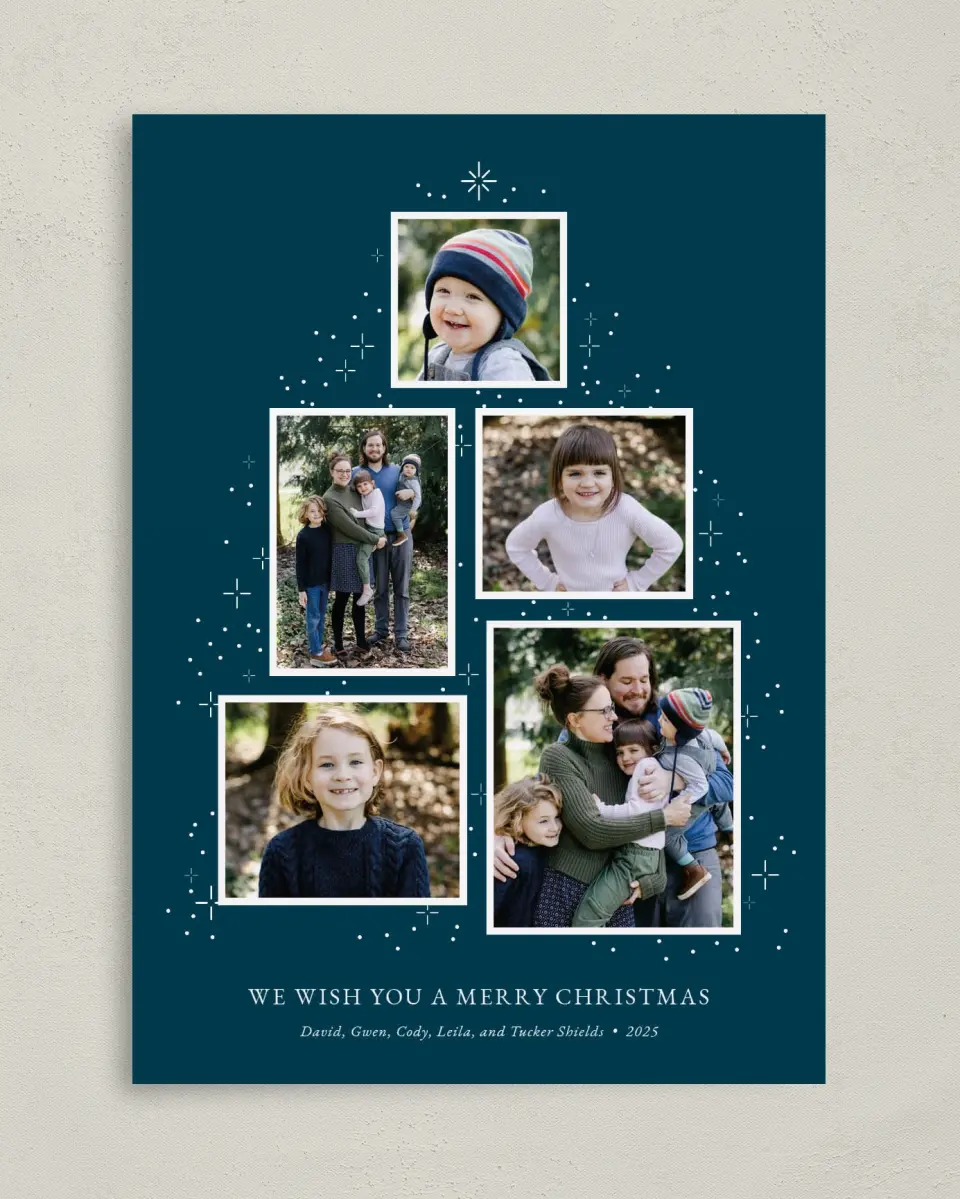 This is a 5" x 7" Christmas Card called Falling Flurries printed in full color on Premium Smooth paper