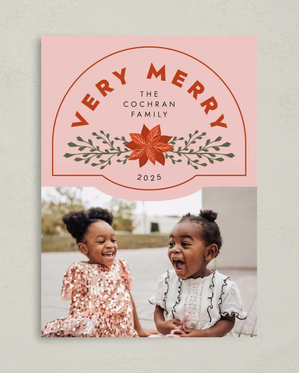 This is a 5" x 7" Christmas Card called Adoring Arch printed in full color on Premium Smooth paper