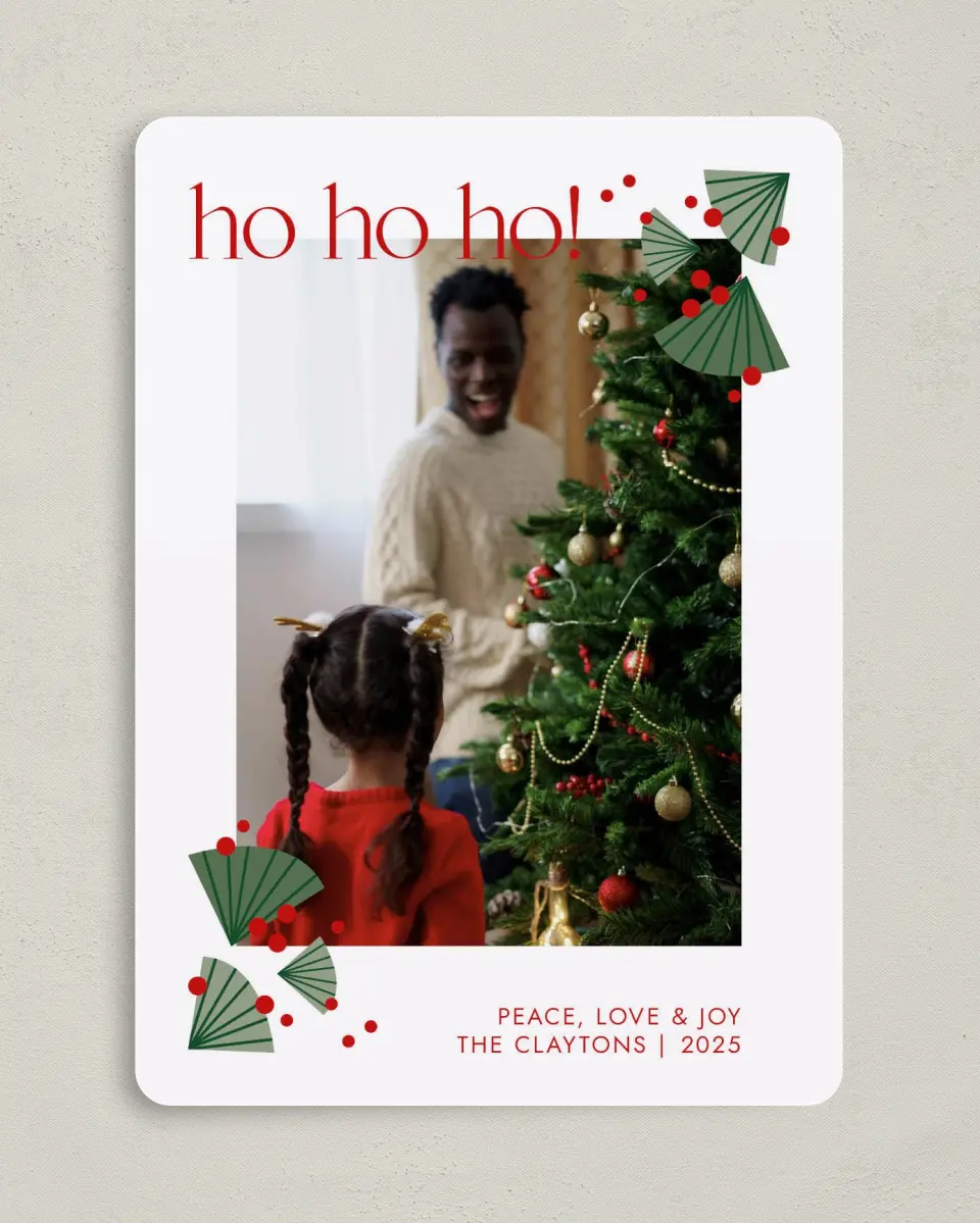 This is a 5" x 7" Christmas Card called Ho Ho Holly printed in full color on Premium Smooth paper