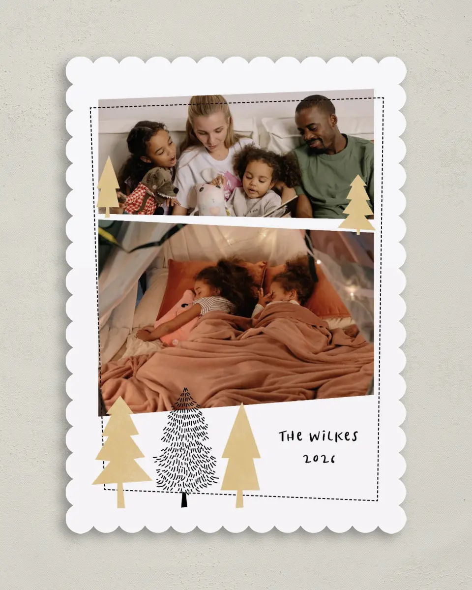This is a 5" x 7" Christmas Card called Sweet Forest printed in full color on Premium Smooth paper on Premium Smooth paper on Premium Smooth paper