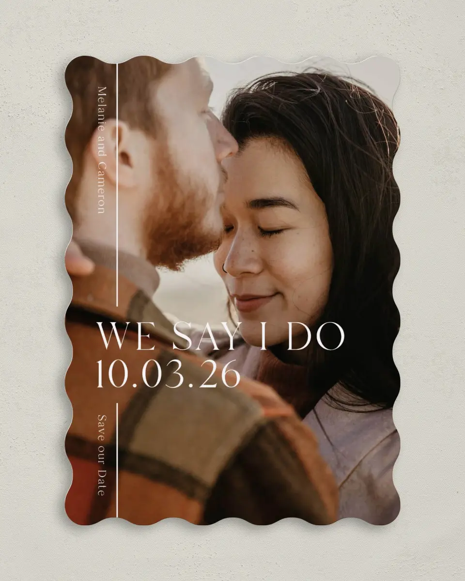 This is a 5" x 7" Save the Date Card called Fresh Line printed in full color on Premium Smooth paper