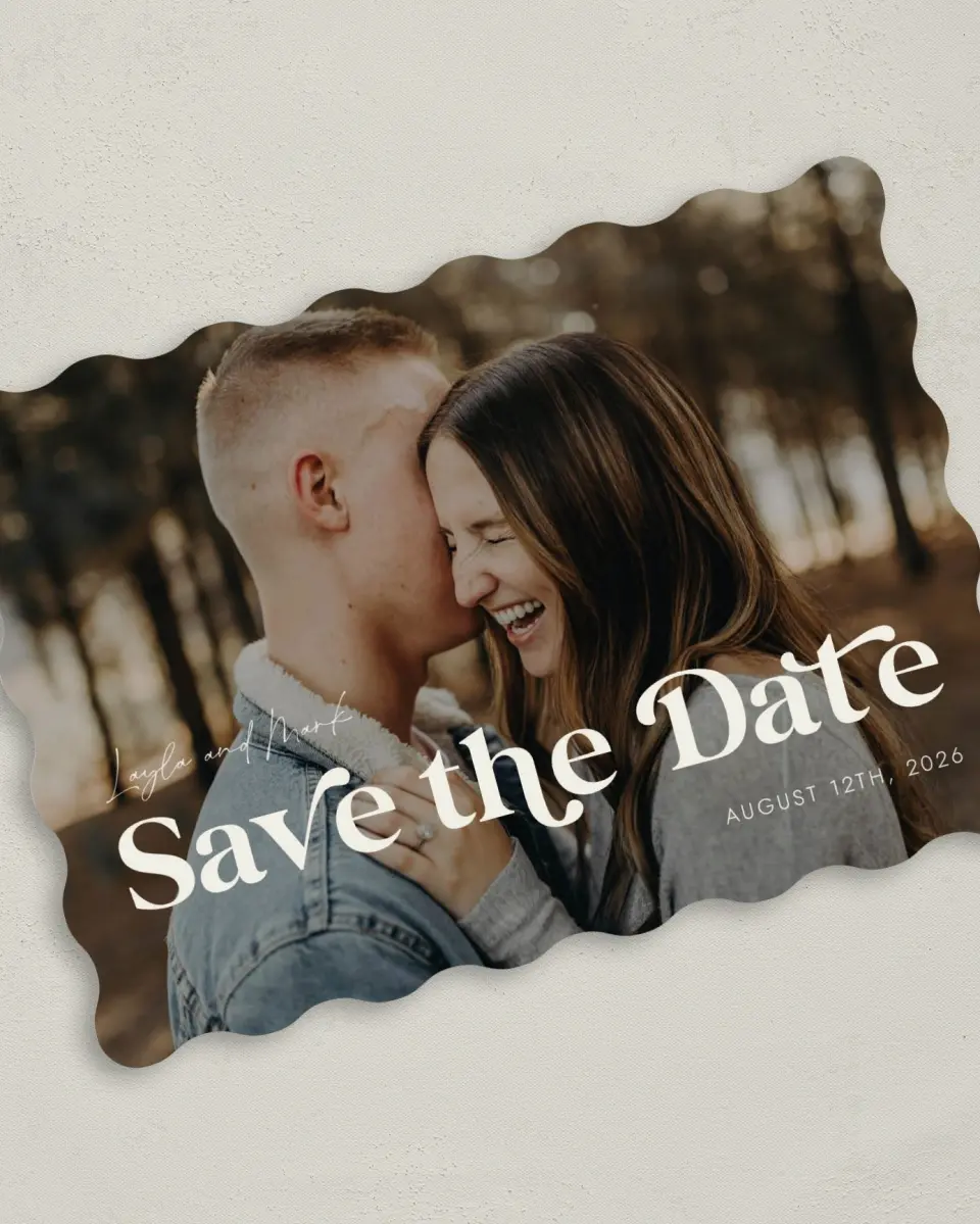 This is a 5" x 7" Save the Date Card called Sweet Reminder printed in full color on Premium Smooth paper