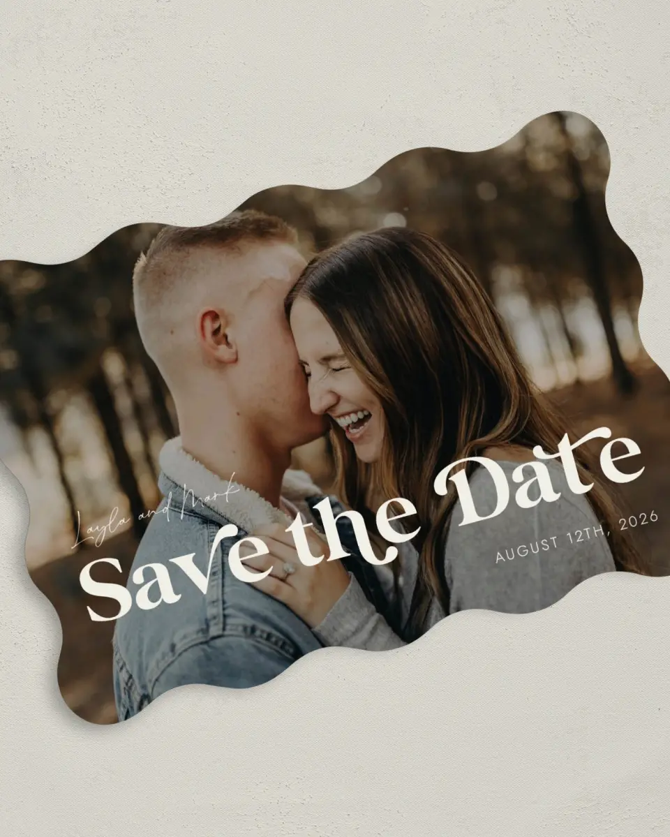 This is a 5" x 7" Save the Date Card called Sweet Reminder printed in full color on Premium Smooth paper