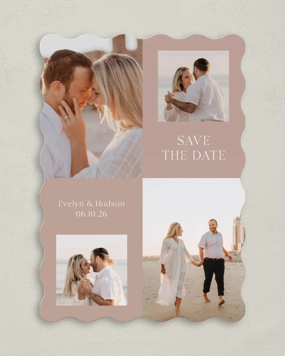 This is a 5" x 7" Save the Date Card called Daring Duo printed in full color on Premium Smooth paper