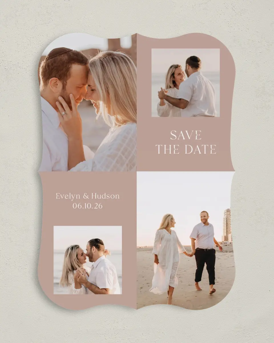 This is a 5" x 7" Save the Date Card called Daring Duo printed in full color on Premium Smooth paper