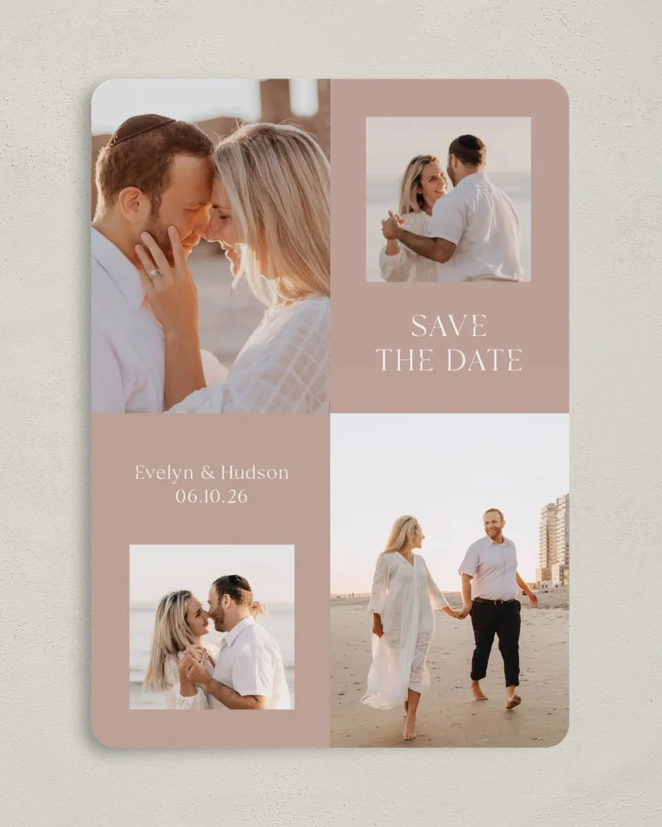 This is a 5" x 7" Save the Date Card called Daring Duo printed in full color on Premium Smooth paper