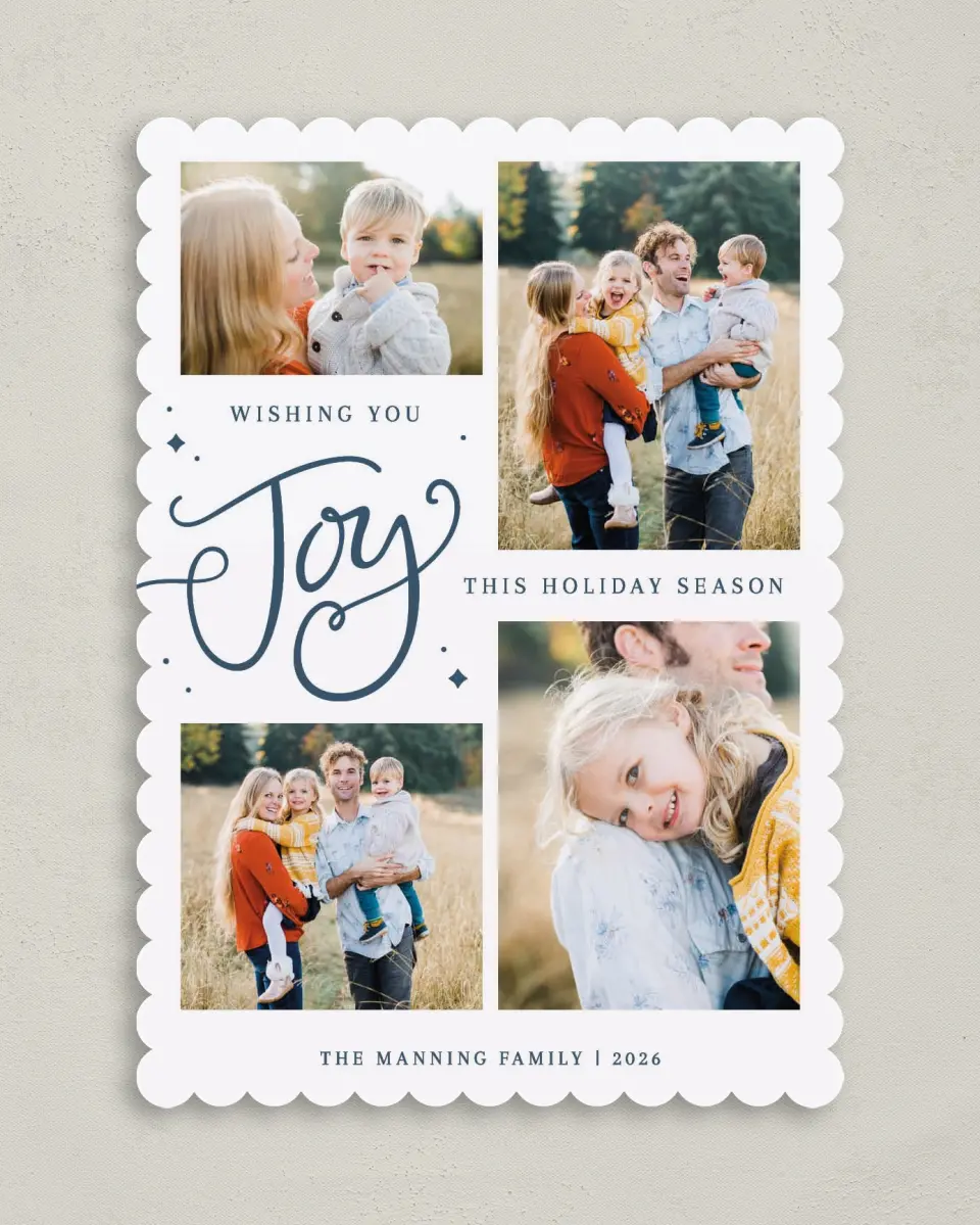 This is a 5" x 7" Christmas Card called Joyful Wishes printed in full color on Premium Smooth paper on Premium Smooth paper on Premium Smooth paper