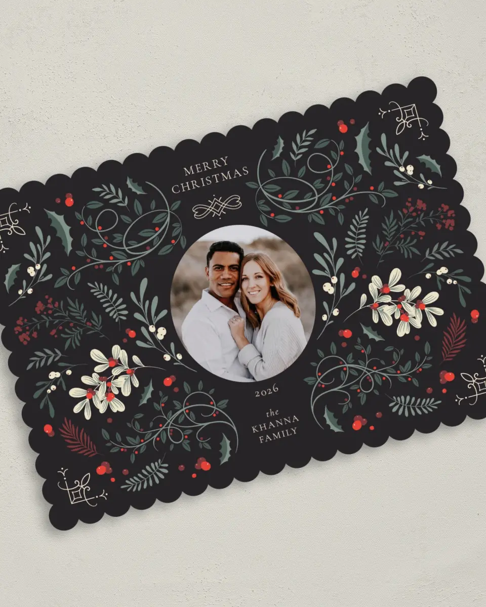 This is a 5" x 7" Christmas Card called Grand Greetings printed in full color on Premium Smooth paper on Premium Smooth paper on Premium Smooth paper