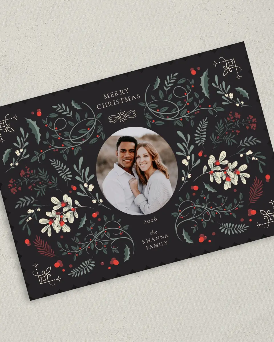 This is a 5" x 7" Christmas Card called Grand Greetings printed in full color on Premium Smooth paper on Premium Smooth paper on Premium Smooth paper