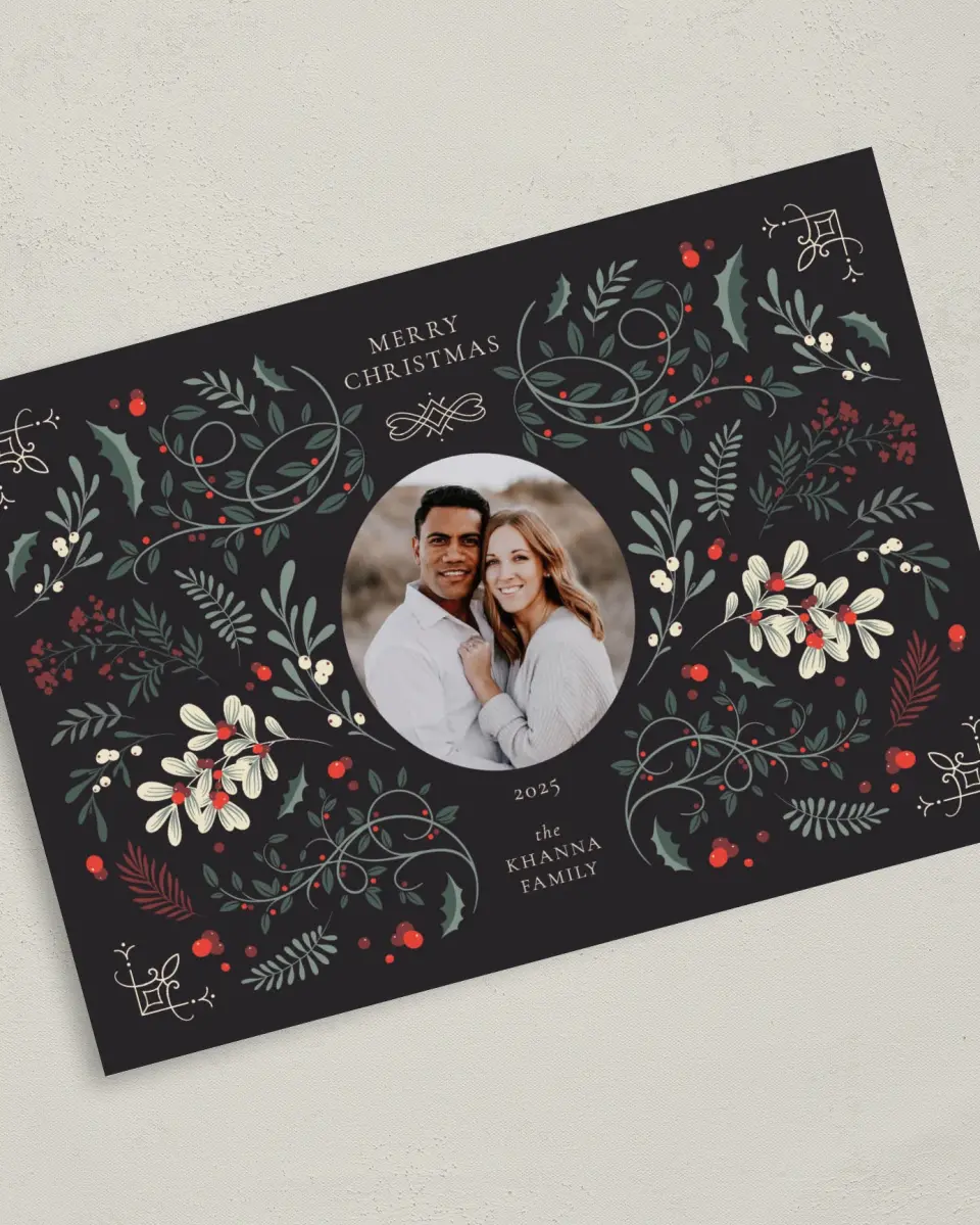 This is a 5" x 7" Christmas Card called Grand Greetings printed in full color on Premium Smooth paper
