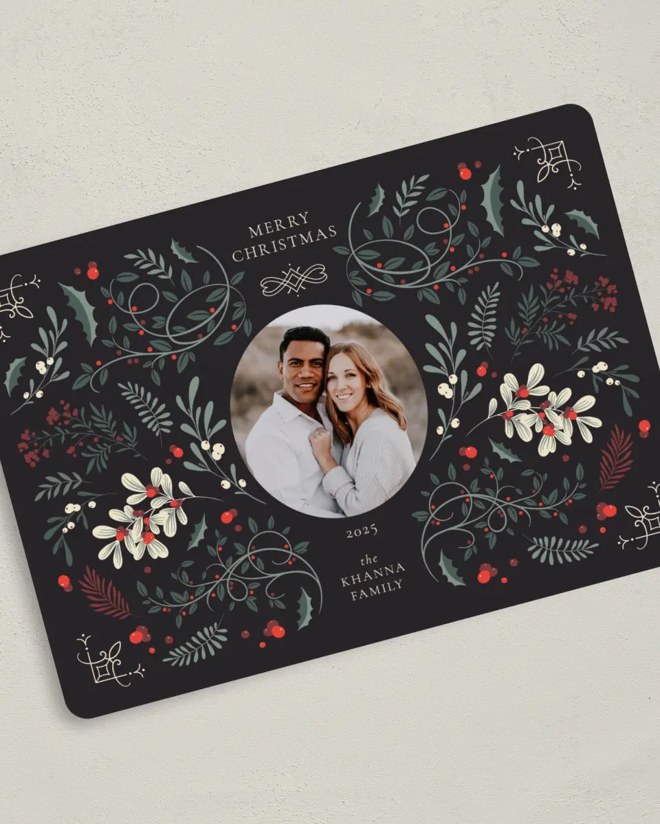 This is a 5" x 7" Christmas Card called Grand Greetings printed in full color on Premium Smooth paper
