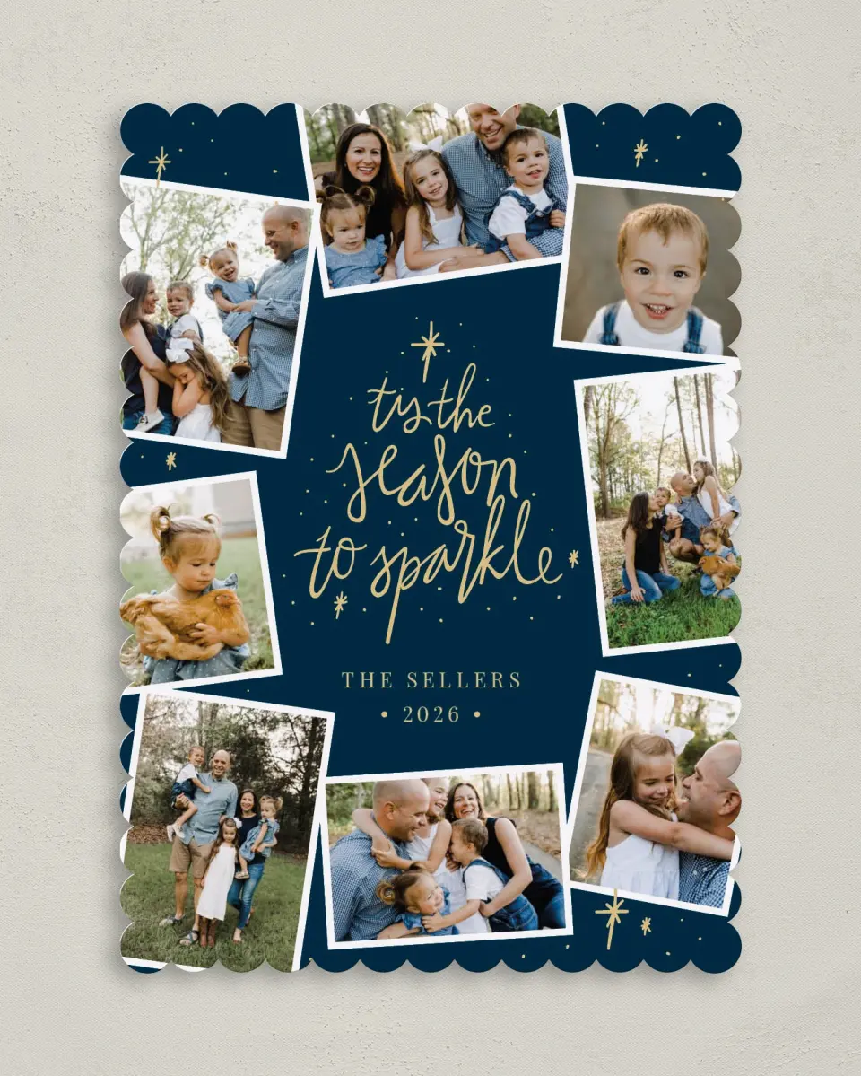 This is a 5" x 7" Christmas Card called Sparkling Season printed in full color on Premium Smooth paper on Premium Smooth paper on Premium Smooth paper