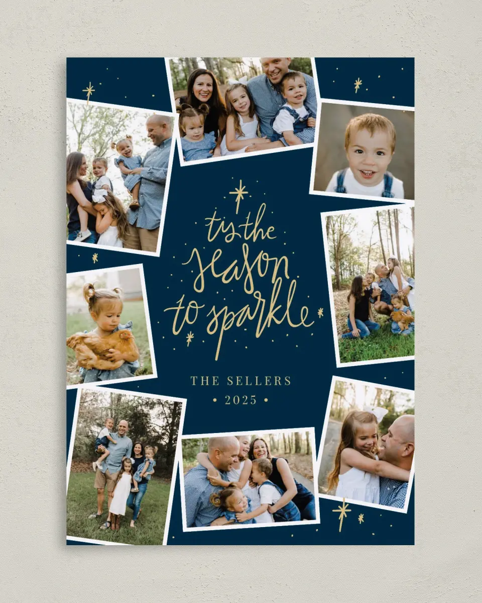 This is a 5" x 7" Christmas Card called Sparkling Season printed in full color on Premium Smooth paper