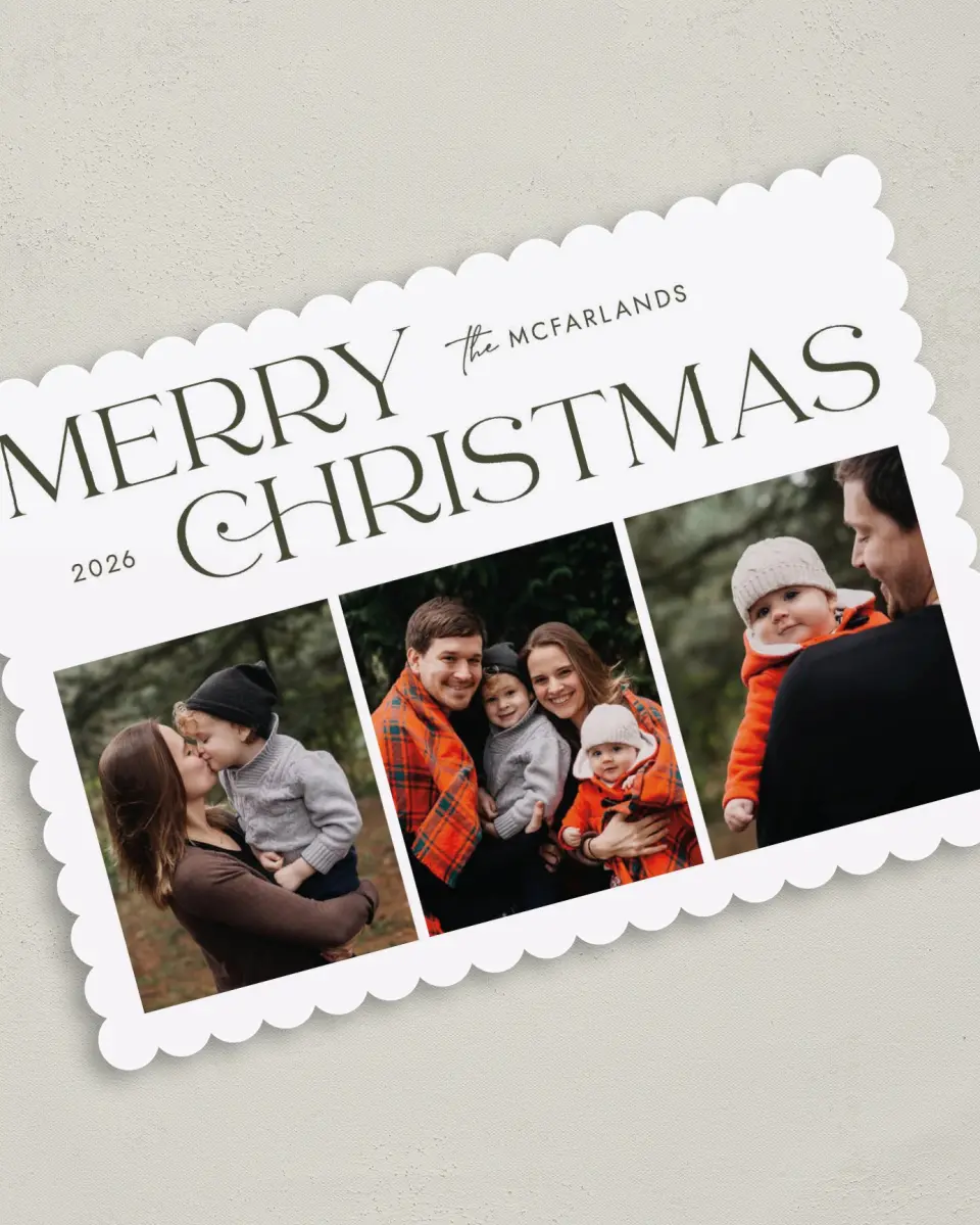 This is a 5" x 7" Christmas Card called Merry Trio printed in full color on Premium Smooth paper on Premium Smooth paper on Premium Smooth paper