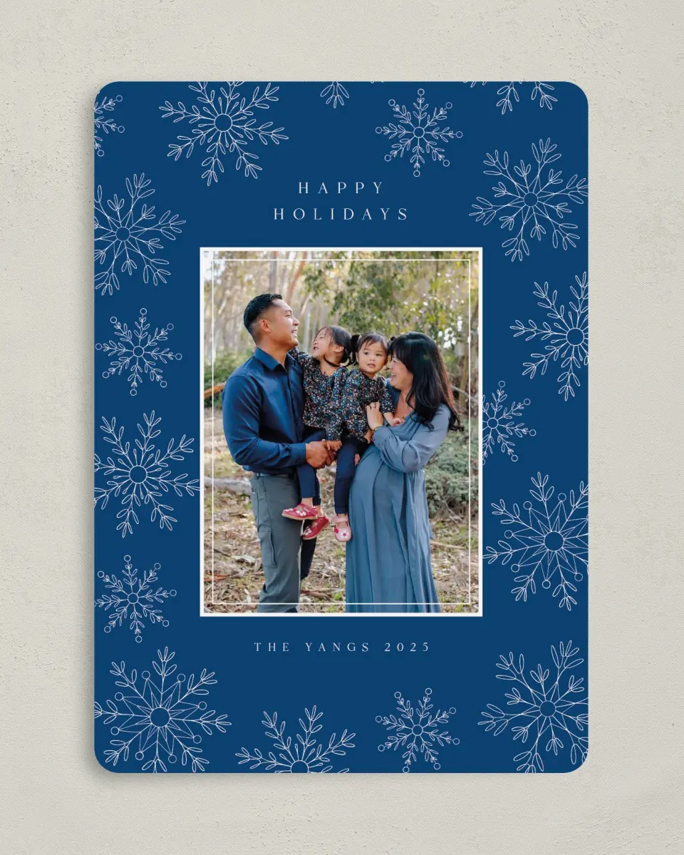 This is a 5" x 7" Christmas Card called Elegant Snowfall printed in full color on Premium Smooth paper